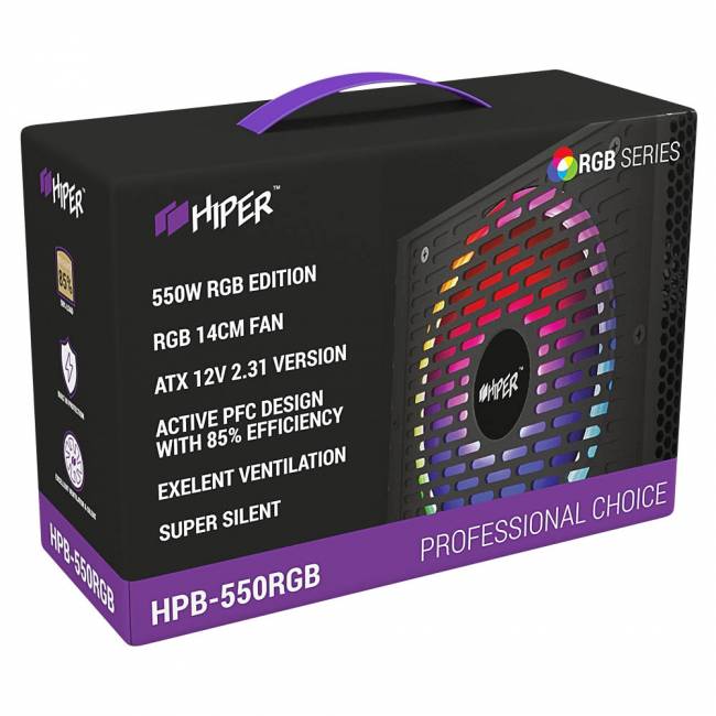 блок питания для ПК 550 Ватт HIPER HPB-550RGB — для бизнеса и офиса блок питания для ПК 550 Ватт HIPER HPB-550RGB — для бизнеса и офиса