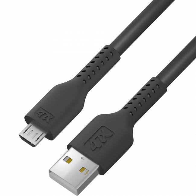 Кабель 1.0m MicroUSB, черный, черный ПВХ Кабель 4PH 1.0 м (4PH-R90062) — для бизнеса и офиса