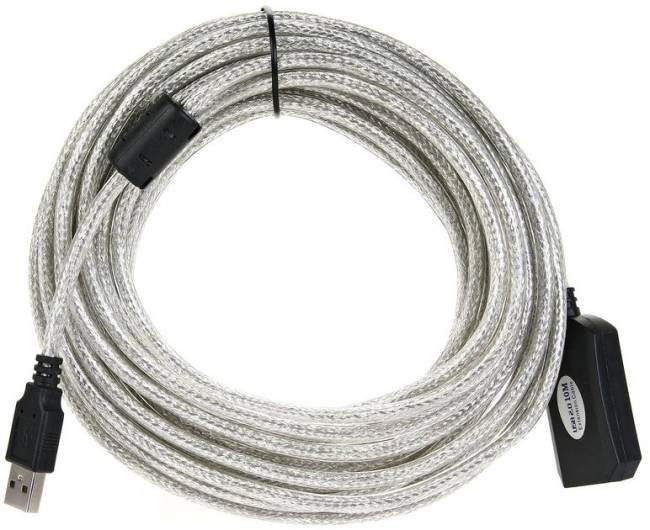 Кабель-адаптер USB2.0-repeater, удлинительный активный <Am-->Af> 10м VCOM <VUS7049-10M> VCOM USB 2.0 Type-AM - USB 2.0 Type-AF 10м — для бизнеса и офиса