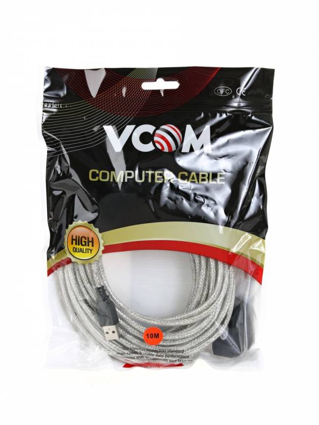 Кабель-адаптер USB2.0-repeater, удлинительный активный <Am-->Af> 10м VCOM <VUS7049-10M> VCOM USB 2.0 Type-AM - USB 2.0 Type-AF 10м — для бизнеса и офиса