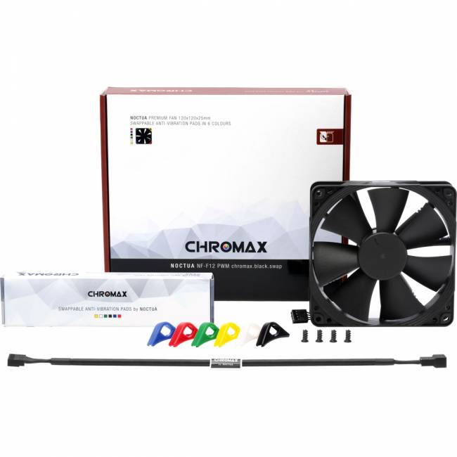 Кулер для корпуса Noctua NF-F12 PWM chromax.black.swap — для бизнеса и офиса Кулер для корпуса Noctua NF-F12 PWM chromax.black.swap — для бизнеса и офиса