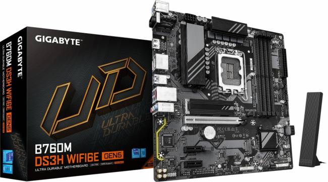 Материнская плата Gigabyte B760M DS3H WF6E GEN5 — для бизнеса и офиса Материнская плата Gigabyte B760M DS3H WF6E GEN5 — для бизнеса и офиса