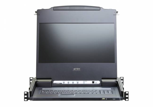 Kонсоль управления, для KVM-переключателей, электрон., 19", HD, SVGA+KBD+MOUSE PS/2 USB,DVI с KVM шнуром USB 1.8м, LCD экран 17", лат./рус.Kлав., (выход на вторую конс 1280x1024 75Hz DDC2BKрепление SINGLE RAIL доп.порт USB A-типа Female) ATEN CL6700MW — для бизнеса и офиса Kонсоль управления, для KVM-переключателей, электрон., 19", HD, SVGA+KBD+MOUSE PS/2 USB,DVI с KVM шнуром USB 1.8м, LCD экран 17", лат./рус.Kлав., (выход на вторую конс 1280x1024 75Hz DDC2BKрепление SINGLE RAIL доп.порт USB A-типа Female) ATEN CL6700MW — для бизнеса и офиса