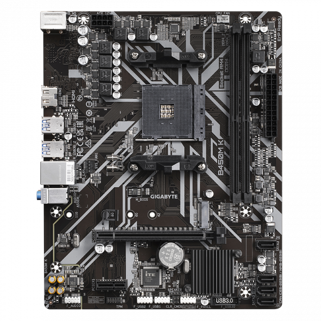 Материнская плата GIGABYTE B450M K — для бизнеса и офиса