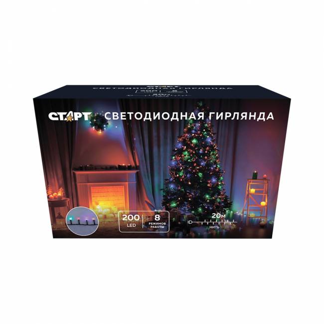 Гирлянда Гирлянда 200LED 220V, 8 режимов, 20 м, нить, разноцветная — для бизнеса и офиса Гирлянда Гирлянда 200LED 220V, 8 режимов, 20 м, нить, разноцветная — для бизнеса и офиса