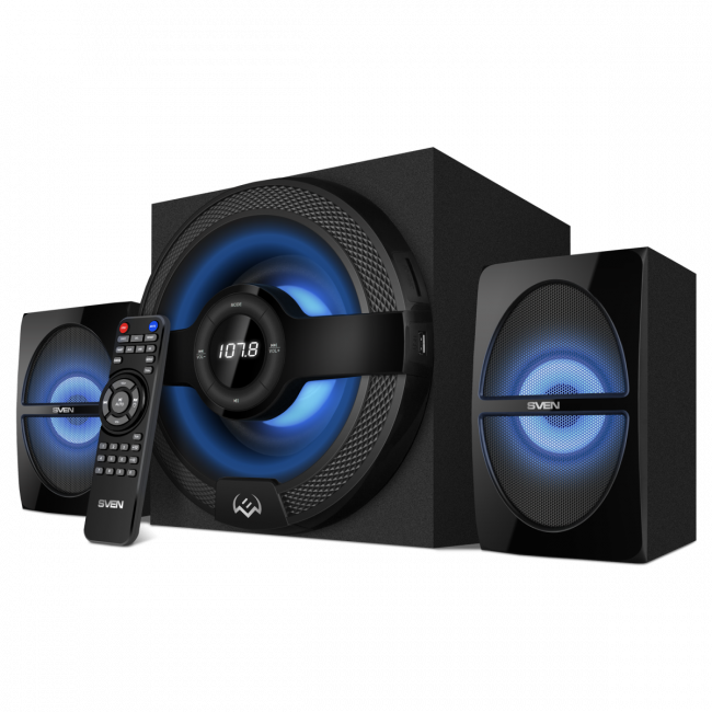 Акустическая система SVEN MS-2085, черный (60 Вт, Bluetooth, подсветка, пульт, дисплей, FM, USB, SD) Sven SV-020101 — для бизнеса и офиса Акустическая система SVEN MS-2085, черный (60 Вт, Bluetooth, подсветка, пульт, дисплей, FM, USB, SD) Sven SV-020101 — для бизнеса и офиса