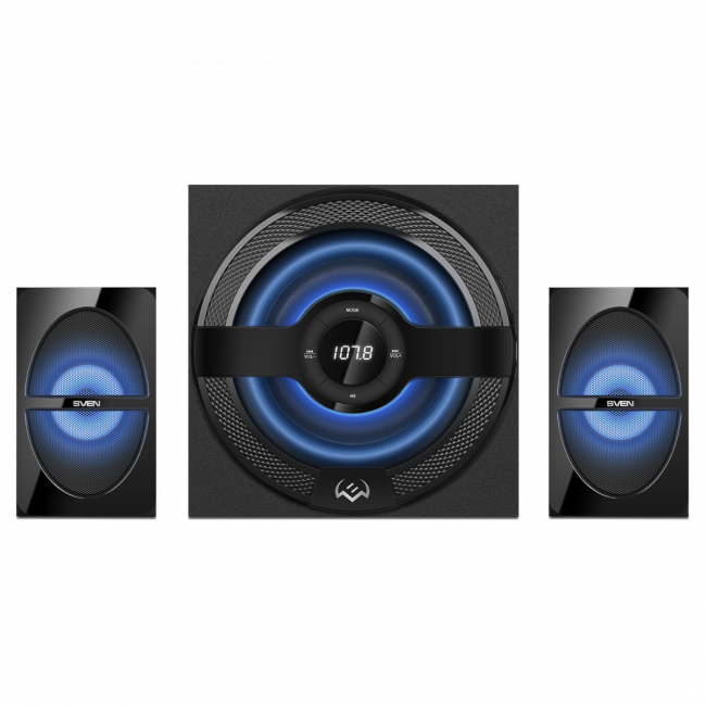 Акустическая система SVEN MS-2085, черный (60 Вт, Bluetooth, подсветка, пульт, дисплей, FM, USB, SD) Sven SV-020101 — для бизнеса и офиса Акустическая система SVEN MS-2085, черный (60 Вт, Bluetooth, подсветка, пульт, дисплей, FM, USB, SD) Sven SV-020101 — для бизнеса и офиса