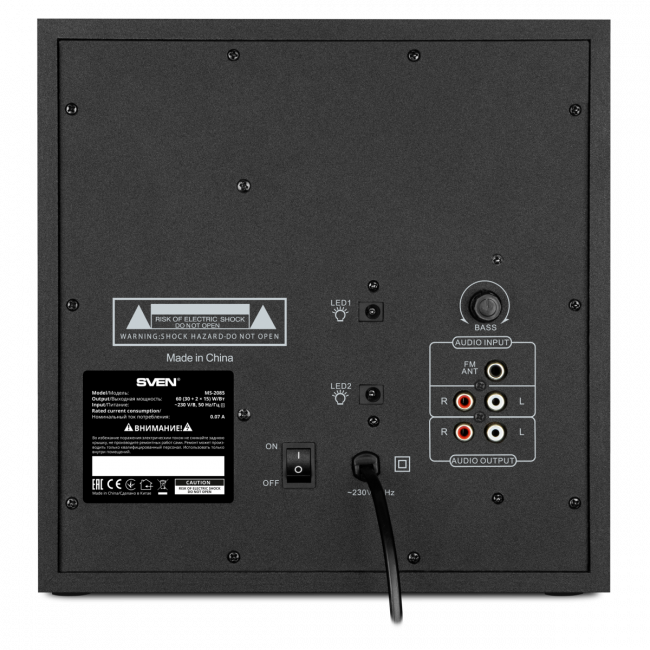 Акустическая система SVEN MS-2085, черный (60 Вт, Bluetooth, подсветка, пульт, дисплей, FM, USB, SD) Sven SV-020101 — для бизнеса и офиса Акустическая система SVEN MS-2085, черный (60 Вт, Bluetooth, подсветка, пульт, дисплей, FM, USB, SD) Sven SV-020101 — для бизнеса и офиса