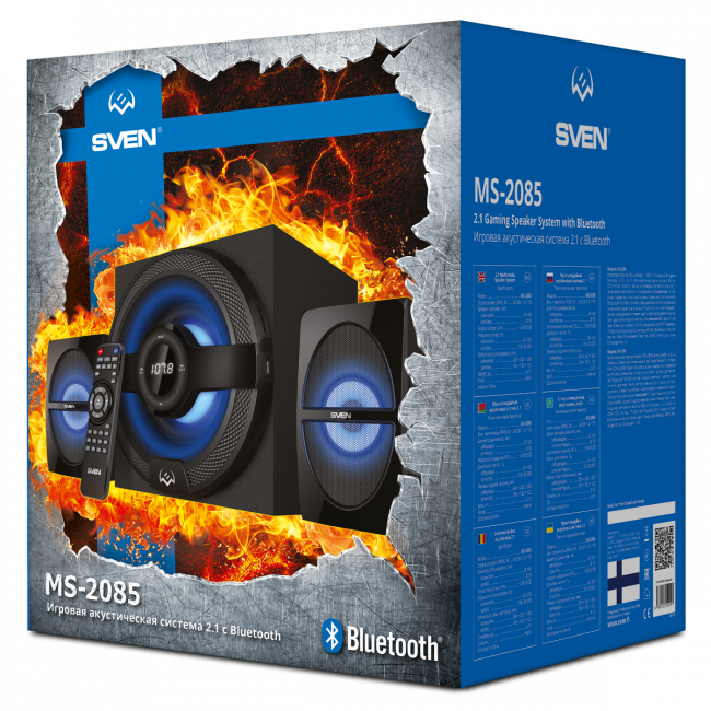 Акустическая система SVEN MS-2085, черный (60 Вт, Bluetooth, подсветка, пульт, дисплей, FM, USB, SD) Sven SV-020101 — для бизнеса и офиса Акустическая система SVEN MS-2085, черный (60 Вт, Bluetooth, подсветка, пульт, дисплей, FM, USB, SD) Sven SV-020101 — для бизнеса и офиса