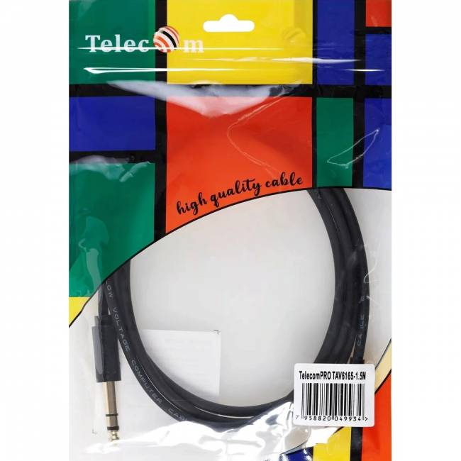 Кабель-адаптер  3.5ST(M)/6.35 ST(M), 1.5м, Telecom PRO <TAV6165-1.5M> Адаптер-переходник Telecom jack 6.35 mm M/Jack 3.5 mm M (TAV6165-1.5M) — для бизнеса и офиса