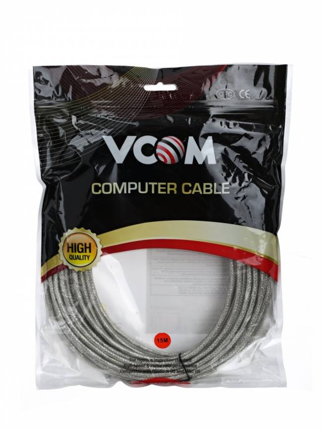 Кабель-адаптер USB2.0-repeater, удлинительный активный <Am-->Af> 15м VCOM <VUS7049-15M> VCOM USB 2.0 Type-AM - USB 2.0 Type-AF 15м — для бизнеса и офиса