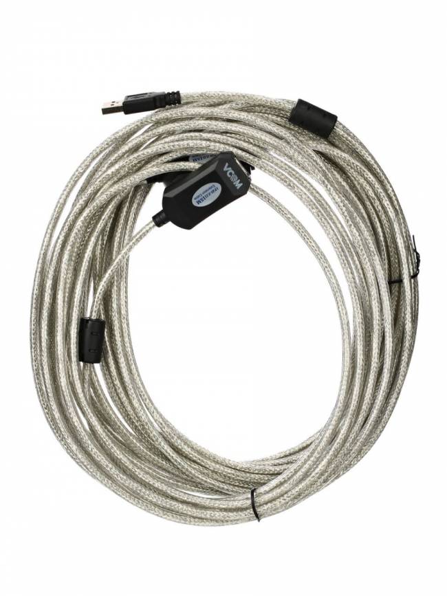 Кабель-адаптер USB2.0-repeater, удлинительный активный <Am-->Af> 15м VCOM <VUS7049-15M> VCOM USB 2.0 Type-AM - USB 2.0 Type-AF 15м — для бизнеса и офиса