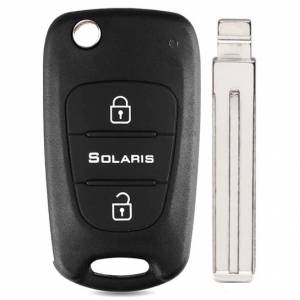 Корпус выкидного ключа HYUNDAI SOLARIS 3 кнопки KIA7 TOY48, с лого