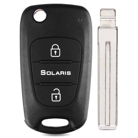 Корпус выкидного ключа HYUNDAI SOLARIS 3 кнопки KIA7 TOY48, с лого — для бизнеса и офиса