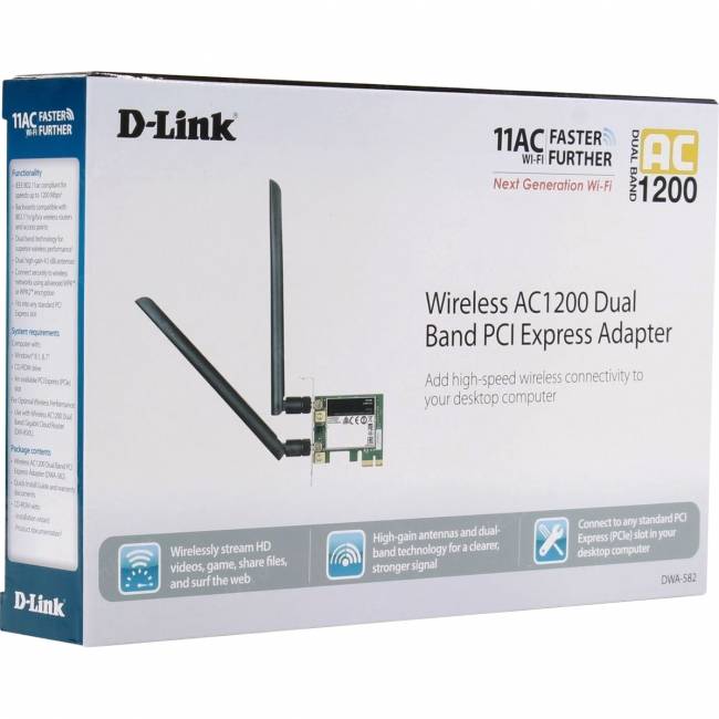 Адаптер Адаптер D-Link DWA-582 (DWA-582/RU/10/B1A) — для бизнеса и офиса Адаптер Адаптер D-Link DWA-582 (DWA-582/RU/10/B1A) — для бизнеса и офиса