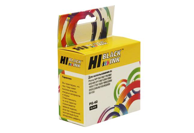 Картридж Hi-Black (HB-PG-40) для Canon PIXMA MP150/170/450/iP1200/1600/2200, Bk — для бизнеса и офиса Картридж Hi-Black (HB-PG-40) для Canon PIXMA MP150/170/450/iP1200/1600/2200, Bk — для бизнеса и офиса