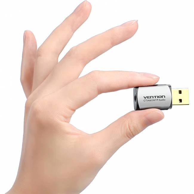 Внешняя звуковая карта Vention USB Серая Vention CDLH0 — для бизнеса и офиса Внешняя звуковая карта Vention USB Серая Vention CDLH0 — для бизнеса и офиса