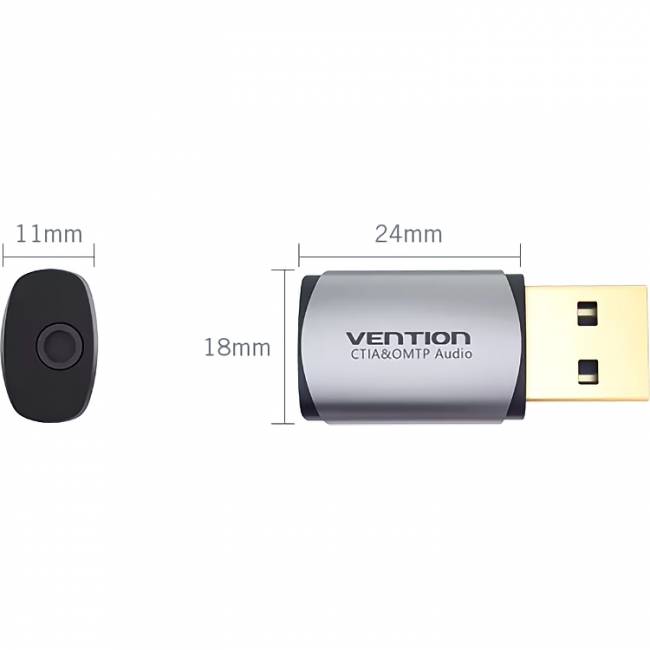 Внешняя звуковая карта Vention USB Серая Vention CDLH0 — для бизнеса и офиса Внешняя звуковая карта Vention USB Серая Vention CDLH0 — для бизнеса и офиса