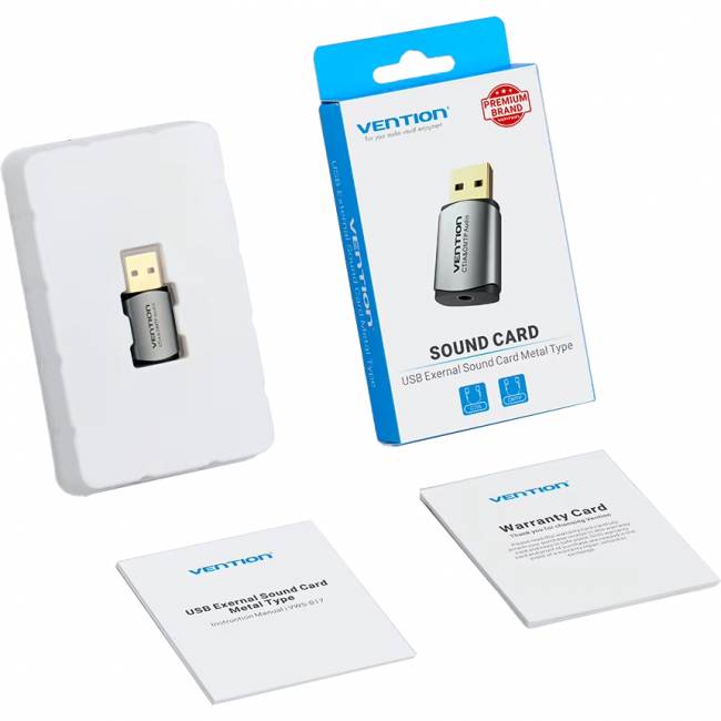 Внешняя звуковая карта Vention USB Серая Vention CDLH0 — для бизнеса и офиса Внешняя звуковая карта Vention USB Серая Vention CDLH0 — для бизнеса и офиса