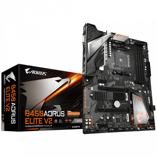 Материнская плата Gigabyte B450 AORUS Elite V2 (rev. 1.0) — для бизнеса и офиса