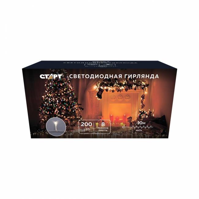 Гирлянда Гирлянда 200LED 220V, 8 режимов, 10 м, нить, мягкий белый — для бизнеса и офиса Гирлянда Гирлянда 200LED 220V, 8 режимов, 10 м, нить, мягкий белый — для бизнеса и офиса