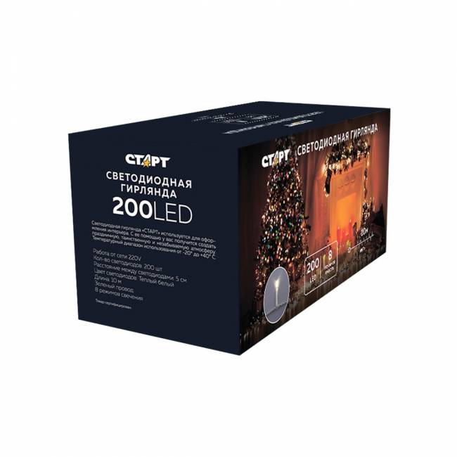 Гирлянда Гирлянда 200LED 220V, 8 режимов, 10 м, нить, мягкий белый — для бизнеса и офиса Гирлянда Гирлянда 200LED 220V, 8 режимов, 10 м, нить, мягкий белый — для бизнеса и офиса
