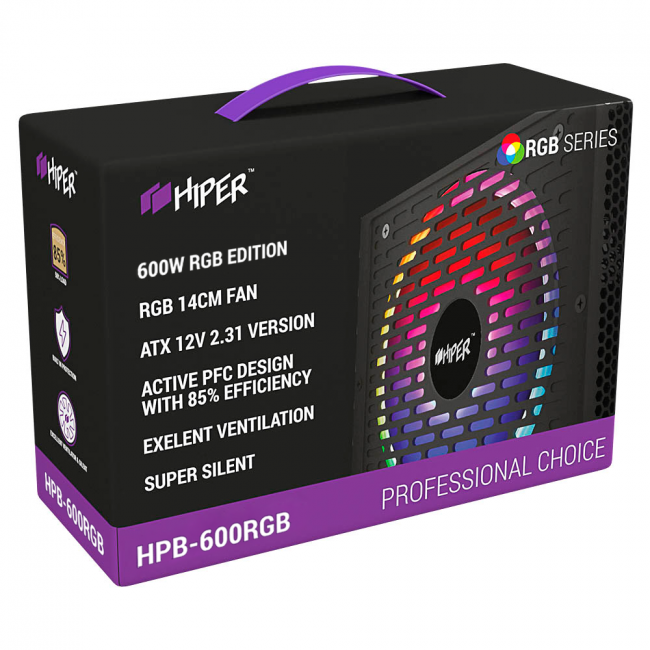 блок питания для ПК 600 Ватт HIPER HPB-600RGB — для бизнеса и офиса блок питания для ПК 600 Ватт HIPER HPB-600RGB — для бизнеса и офиса