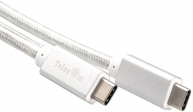 Кабель USB 3.1 Type Cm -- Cm  IC 5А 10Gbs длина 1M, Telecom <TC420S> серебряный Telecom USB 3.2 Type-C (m) - USB 3.2 Type-C (m) 1м — для бизнеса и офиса