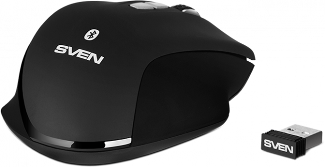 Беспроводная мышь SVEN RX-590SW чрн. (бесш. кл., Bluetooth, 2,4GHz, 6+1кл., ST, 800-1600DPI, блист.) Sven RX-590SW — для бизнеса и офиса