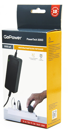 Блок питания GoPower PowerTech 3000 универсальн. импульсный (1/40) Блок питания GoPower PowerTech 3000 — для бизнеса и офиса Блок питания GoPower PowerTech 3000 универсальн. импульсный (1/40) Блок питания GoPower PowerTech 3000 — для бизнеса и офиса
