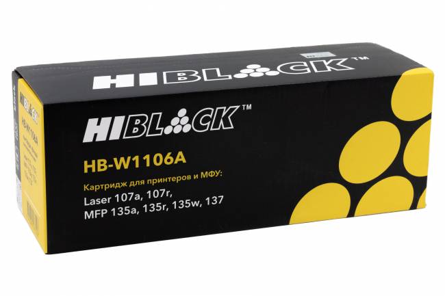 Картридж Hi-Black (HB-W1106A) для HP Laser 107a/107r//MFP135a/135r/135w/137, 1K (с чипом) — для бизнеса и офиса Картридж Hi-Black (HB-W1106A) для HP Laser 107a/107r//MFP135a/135r/135w/137, 1K (с чипом) — для бизнеса и офиса