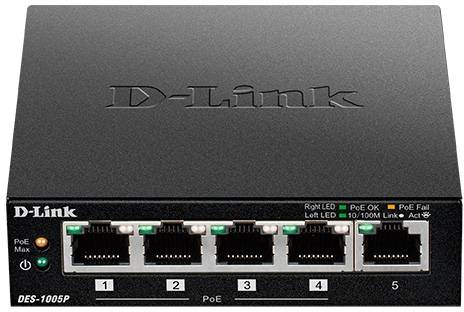 Коммутатор Коммутатор D-Link DES-1005P/B1A — для бизнеса и офиса Коммутатор Коммутатор D-Link DES-1005P/B1A — для бизнеса и офиса