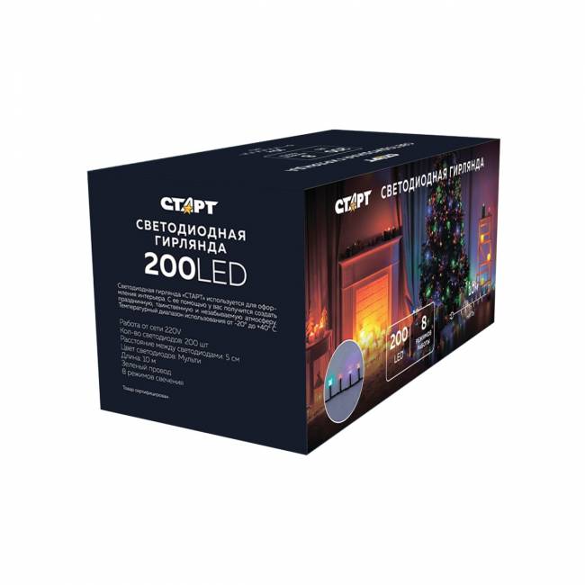 Гирлянда Гирлянда 200LED 220V, 8 режимов, 10 м, нить, разноцветная — для бизнеса и офиса Гирлянда Гирлянда 200LED 220V, 8 режимов, 10 м, нить, разноцветная — для бизнеса и офиса