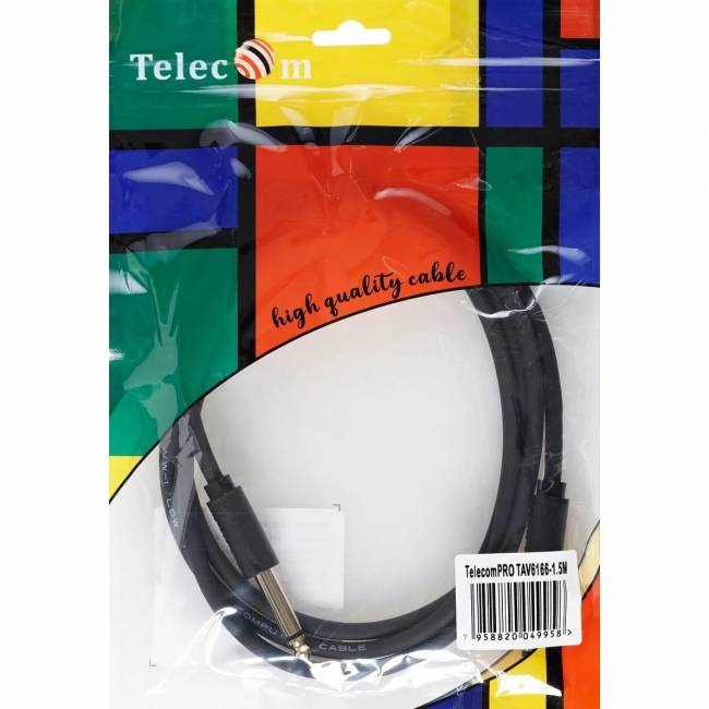 Кабель-соединит 6.35ST(M)/6.35 ST(M), 1.5м, Telecom PRO <TAV6166-1.5M> Кабель-переходник Telecom jack 6.35 mm M/jack 6.35 mm M (TAV6166-1.5M) — для бизнеса и офиса