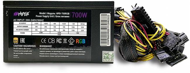 блок питания для ПК 700 Ватт HIPER HPB-700RGB — для бизнеса и офиса блок питания для ПК 700 Ватт HIPER HPB-700RGB — для бизнеса и офиса