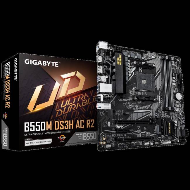 Материнская плата Gigabyte B550M DS3H AC R2 — для бизнеса и офиса Материнская плата Gigabyte B550M DS3H AC R2 — для бизнеса и офиса