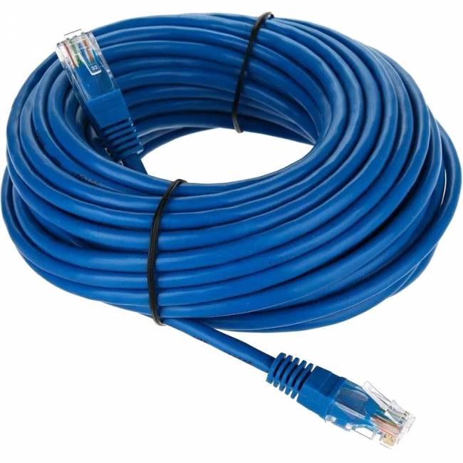 Патчкорд литой "Telecom" UTP кат.5е 15,0м синий VCOM NA102-L-15M — для бизнеса и офиса