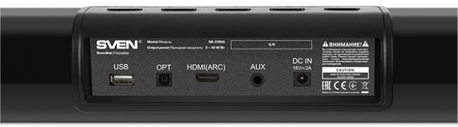 Саундбар SVEN SB-2150A, черный (180 Вт,USB,HDMI,ПДУ,Optical, Bluetooth,дисплей, беспроводной сабвуфер) Sven SB-2150A — для бизнеса и офиса Саундбар SVEN SB-2150A, черный (180 Вт,USB,HDMI,ПДУ,Optical, Bluetooth,дисплей, беспроводной сабвуфер) Sven SB-2150A — для бизнеса и офиса