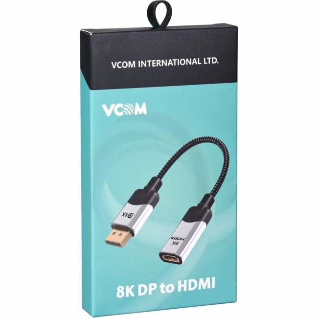 Адаптер DisplayPort(M) ---> HDMI(F) 0.15m 8K@60Hz VCOM <CG6218M-0.15> Переходник VCOM DisplayPort M/HDMI F (CG6218M-0.15) — для бизнеса и офиса