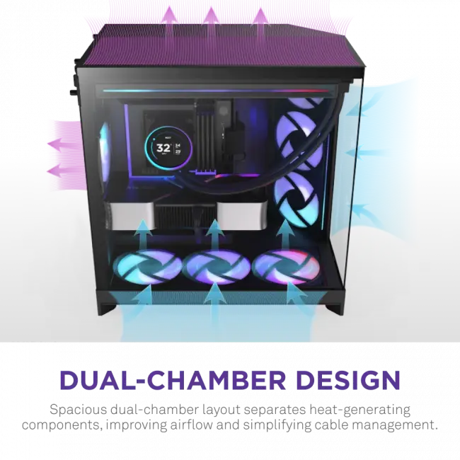 Корпус без блока питания NZXT H9 Flow RGB+ CM-H92FB-P1 — для бизнеса и офиса Корпус без блока питания NZXT H9 Flow RGB+ CM-H92FB-P1 — для бизнеса и офиса