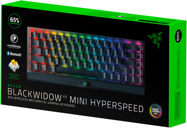 Игровая клавиатура Razer BlackWidow V3 Mini HyperSpeed (Yellow Switch) - Russian Layout Razer BlackWidow V3 Mini — для бизнеса и офиса