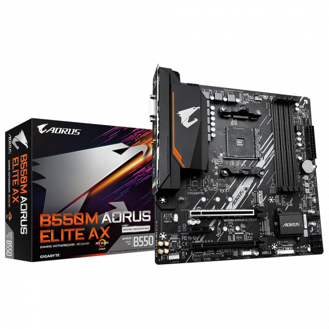 Материнская плата GIGABYTE B550M AORUS ELITE AX — для бизнеса и офиса Материнская плата GIGABYTE B550M AORUS ELITE AX — для бизнеса и офиса