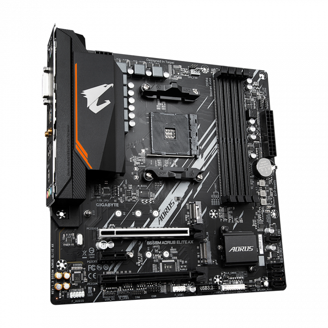 Материнская плата GIGABYTE B550M AORUS ELITE AX — для бизнеса и офиса Материнская плата GIGABYTE B550M AORUS ELITE AX — для бизнеса и офиса
