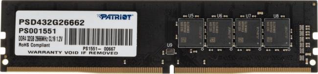 Память DDR4 32Gb 2666MHz Patriot PSD432G26662 — для бизнеса и офиса