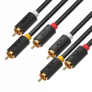 GCR Кабель 3.0m аудио 3 х RCA / 3 х RCA , GOLD, черный, GCR-51821 Greenconnect 3 х RCA - 3 х RCA 3м чёрный