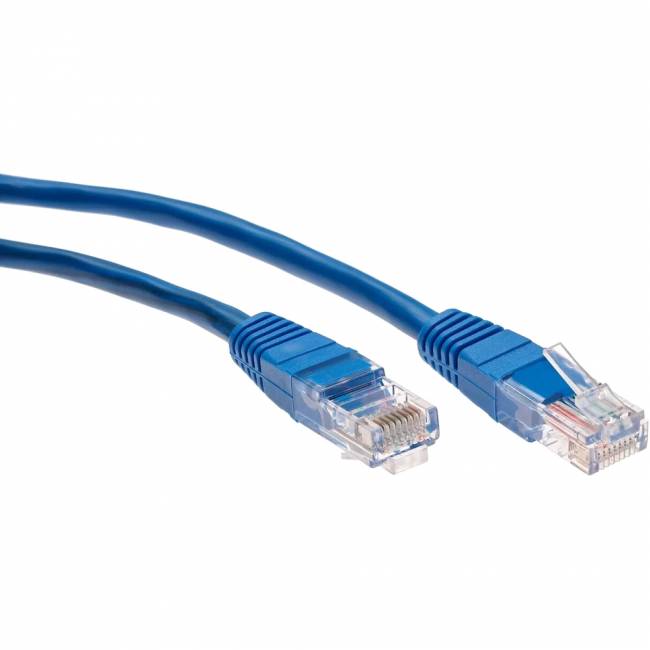 Патчкорд литой "Telecom" UTP кат.5е 1,0м синий VCOM NA102-L-1M — для бизнеса и офиса