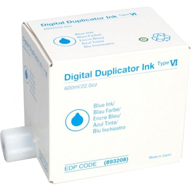 Чернила для дупликатора тип VI синие  (5 картриджей*600мл) Ricoh 893208 — для бизнеса и офиса