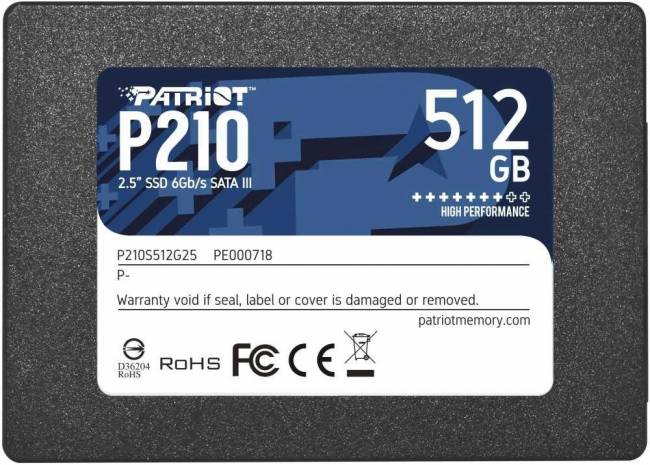 Накопитель SSD Patriot P210S512G25 — для бизнеса и офиса Накопитель SSD Patriot P210S512G25 — для бизнеса и офиса