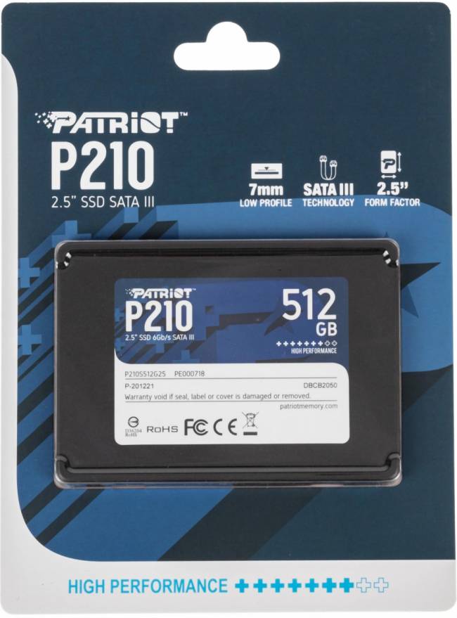 Накопитель SSD Patriot P210S512G25 — для бизнеса и офиса Накопитель SSD Patriot P210S512G25 — для бизнеса и офиса