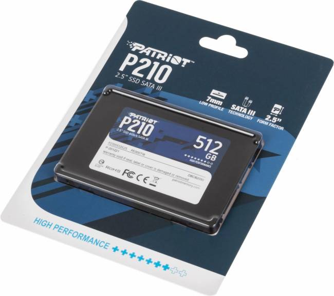 Накопитель SSD Patriot P210S512G25 — для бизнеса и офиса Накопитель SSD Patriot P210S512G25 — для бизнеса и офиса